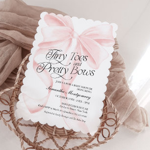 Invitación de bebé Coquette Tiny Toes Pretty Bows