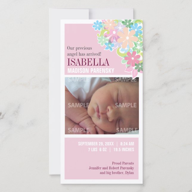 Invitación de bebé de Bunch Floral (Anverso)