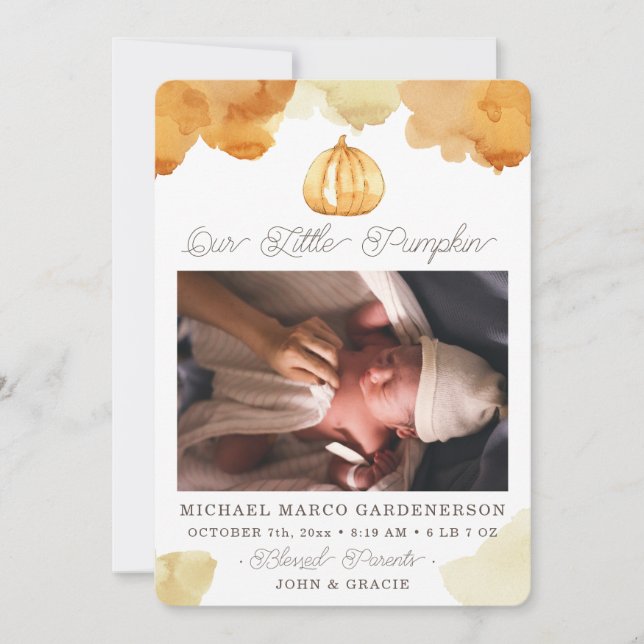 Invitación de bebé de calabaza acuática (Anverso)