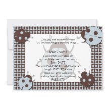 Invitación de bebé de galimatías azules y marrones