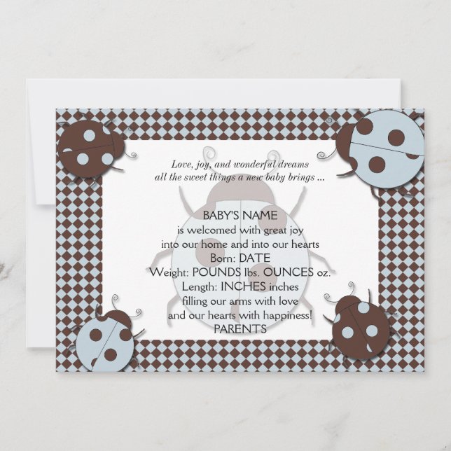 Invitación de bebé de galimatías azules y marrones (Anverso)