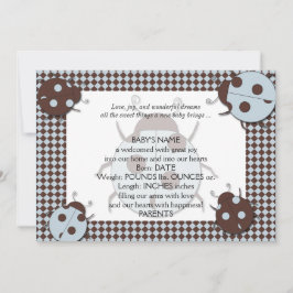 Invitación de bebé de galimatías azules y marrones