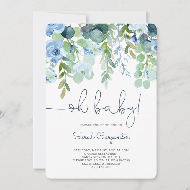 Invitación de bebé de la ducha (Anverso)