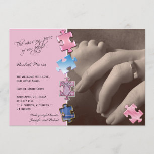 Invitación de bebé de la foto del rompecabezas ros