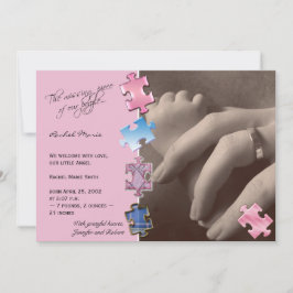 Invitación de bebé de la foto del rompecabezas ros