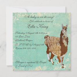 Invitación de bebé de Llamas de bronce