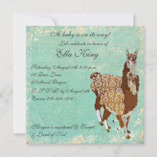 Invitación de bebé de Llamas de bronce