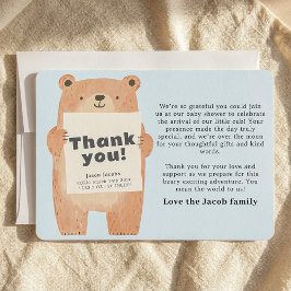 Invitación de bebé de oso azul lindo Gracias
