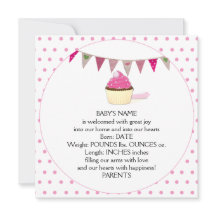 Invitación de bebé de pastel rosa