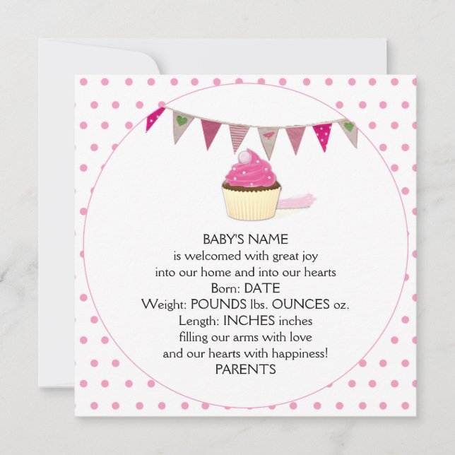 Invitación de bebé de pastel rosa (Anverso)