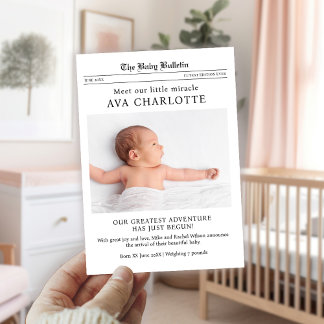 Invitación de bebé de periódico