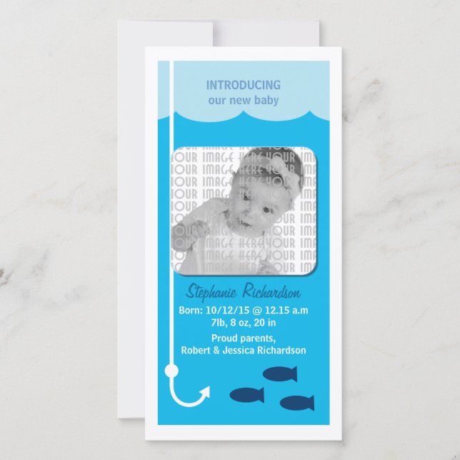 Invitación de bebé de pesca con marea alta (Anverso)