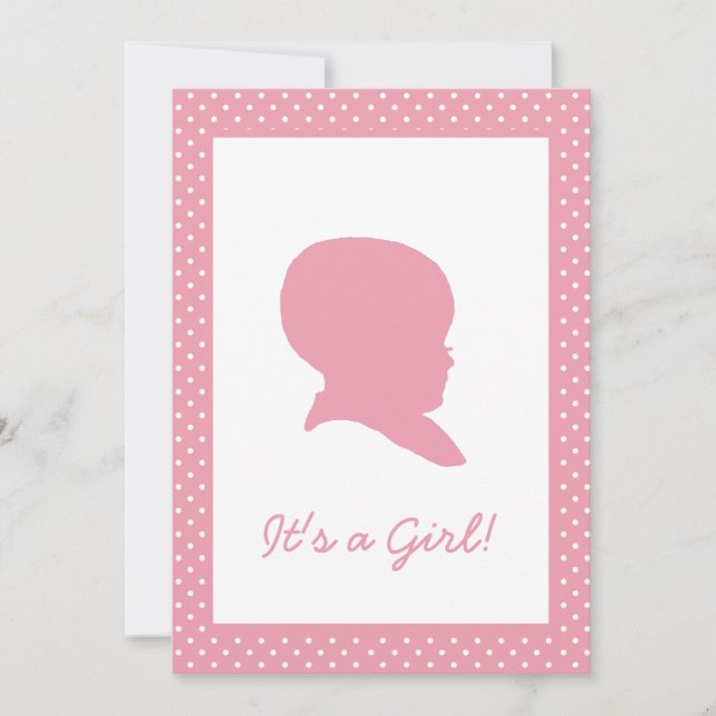 Invitación de bebé de Punto Rosa de Polka (Anverso)