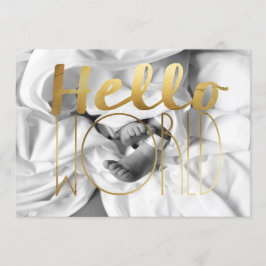 Invitación de bebé de Relieve metalizado dorado mu