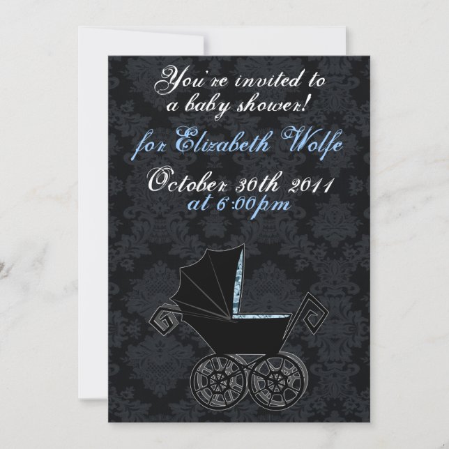 Invitación "de bebé del muchacho gótico del carro" (Anverso)