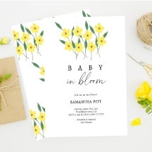 Invitación de bebé flor silvestre amarilla en flor