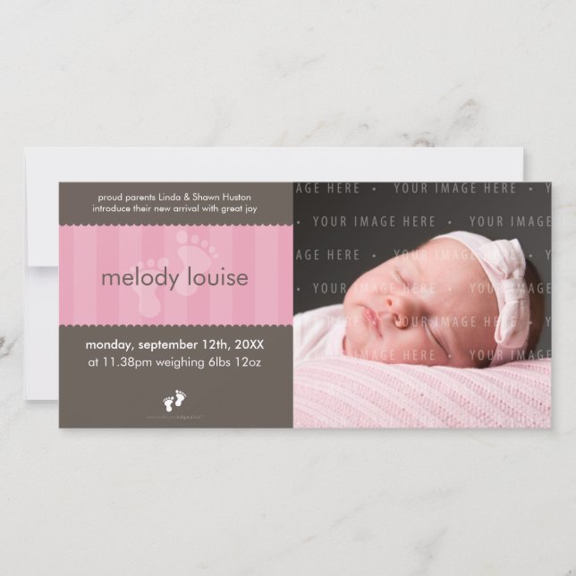 Invitación de bebé FOTOGRAFÍA :: pies felices 1L (Anverso)