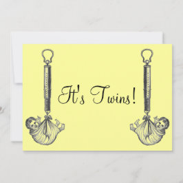 Invitación de bebé gemela vintage