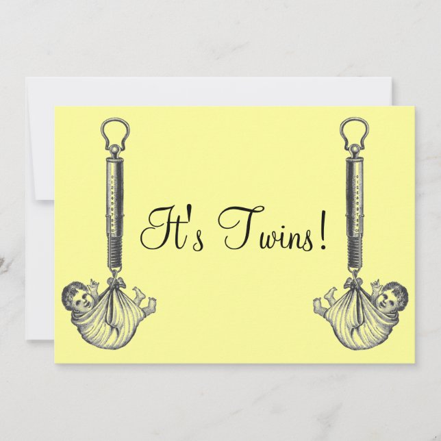 Invitación de bebé gemela vintage (Anverso)