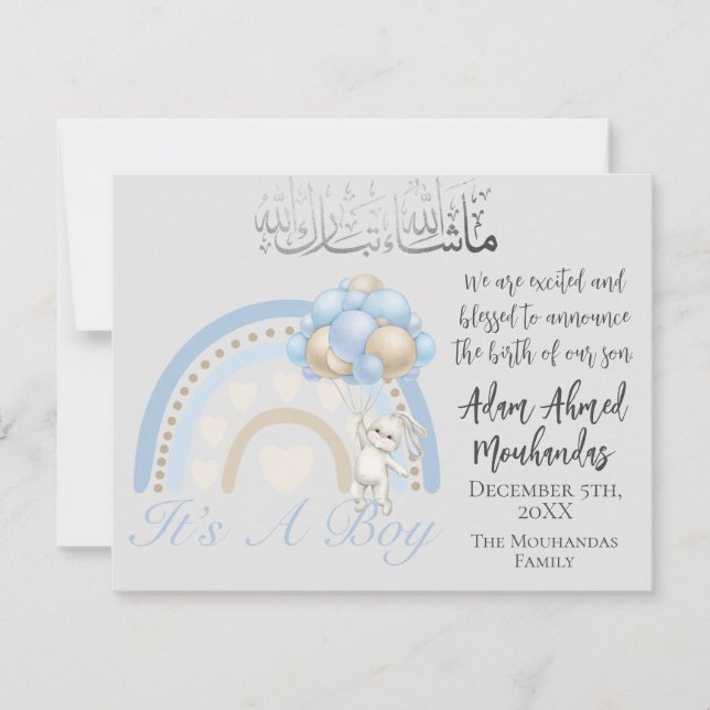 Invitación de bebé islámica para niño bebé (Anverso)