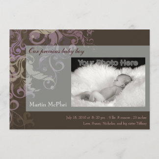 Invitación de bebé marrón