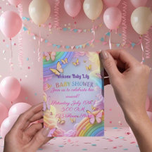 Invitación de Bebé Niña Mariposa Adorable