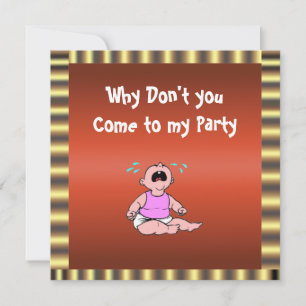 Invitación de bebe rojo y oro