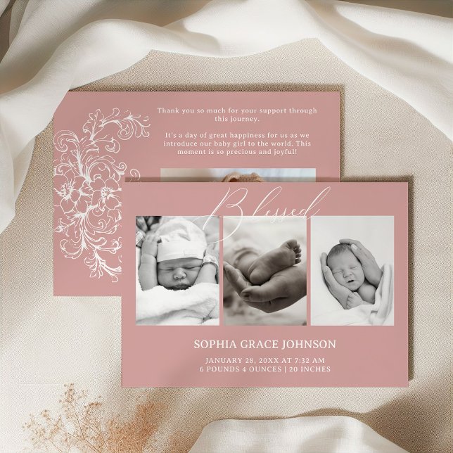Invitación de bebé rosa floral inmadura (Subido por el creador)
