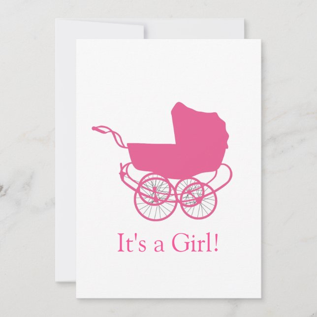 Invitación de bebé rosa retro (Anverso)