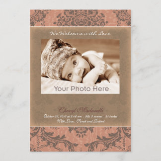 Invitación de bebé rosa vintage clásica