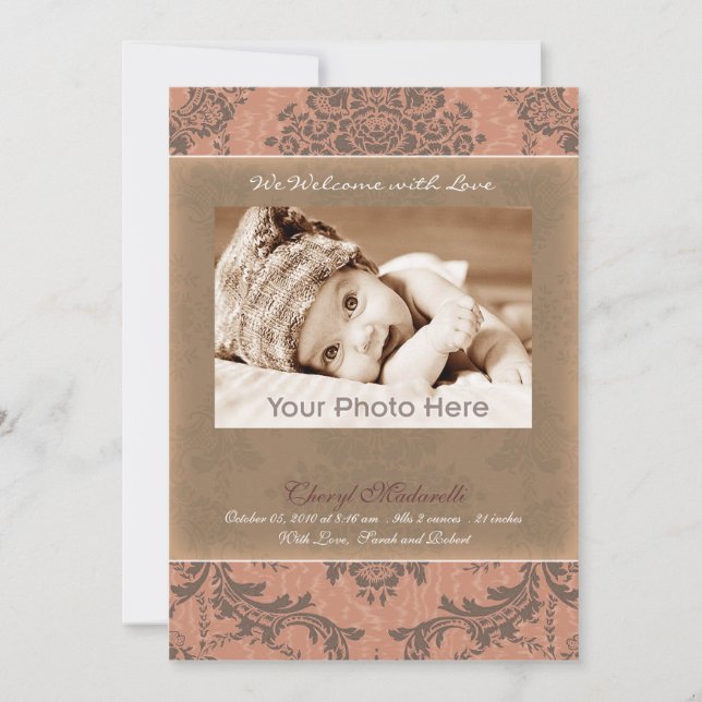 Invitación de bebé rosa vintage clásica (Anverso)