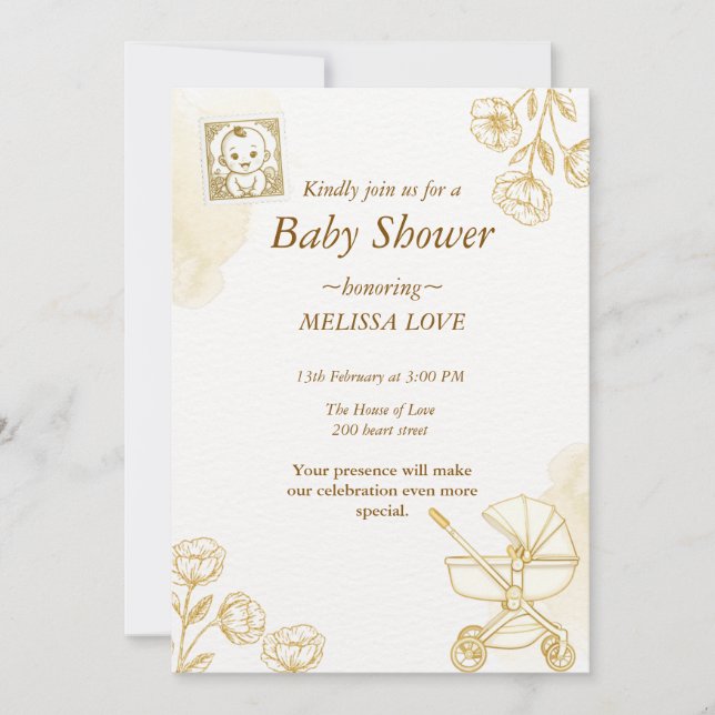 Invitación de bebé - Sello lindo (Anverso)