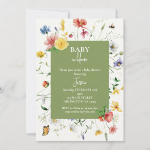 Invitación de bebé silvestre en flor