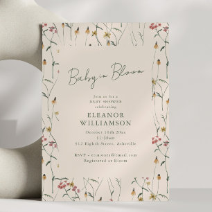 Invitación de bebé silvestre terroso en flor, duch
