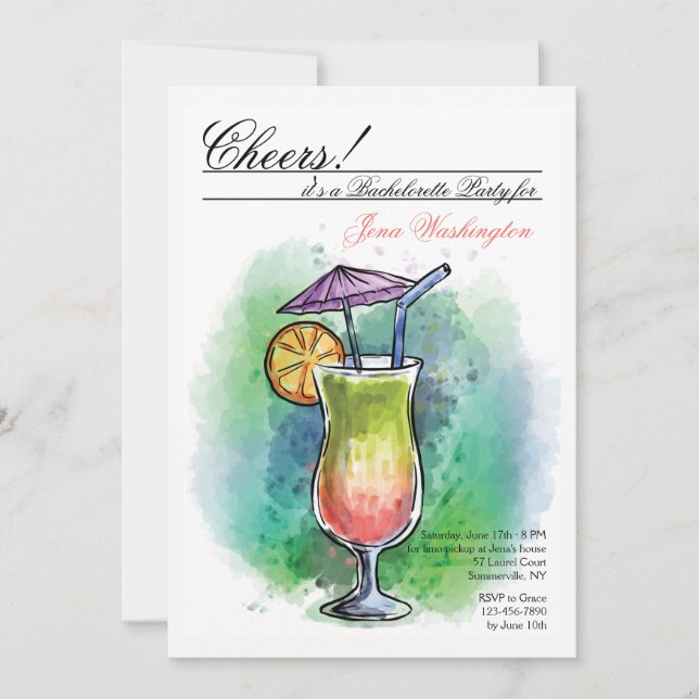 Invitación de bebida de verano (Anverso)
