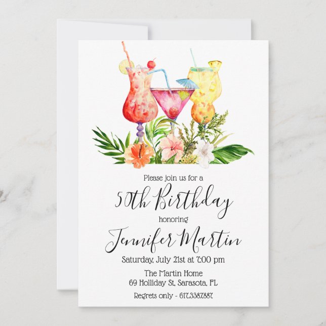 Invitación de bebidas de cóctel para fiesta de cum (Anverso)