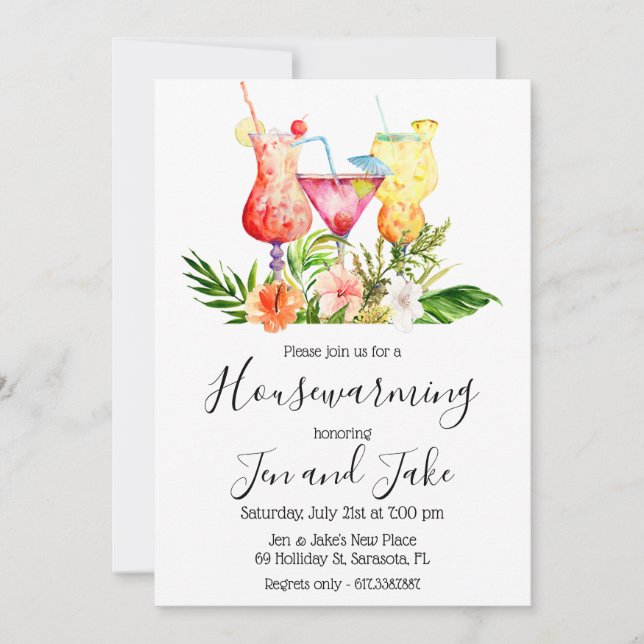 Invitación de bebidas de cóctel para inauguración  (Anverso)