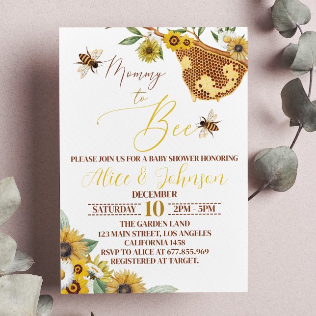 Invitación de Bee Baby Shower A Mamá A Apostar (Subido por el creador)
