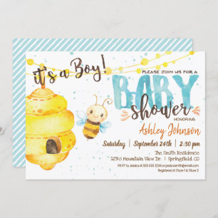 Invitación de Bee Baby Shower, Boy
