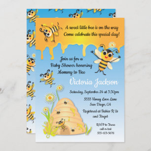 Invitación de Bee Baby Shower con colmena