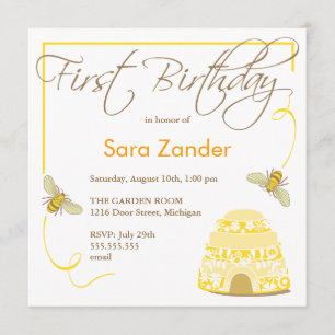Invitación de Bee Bumble First Bithday
