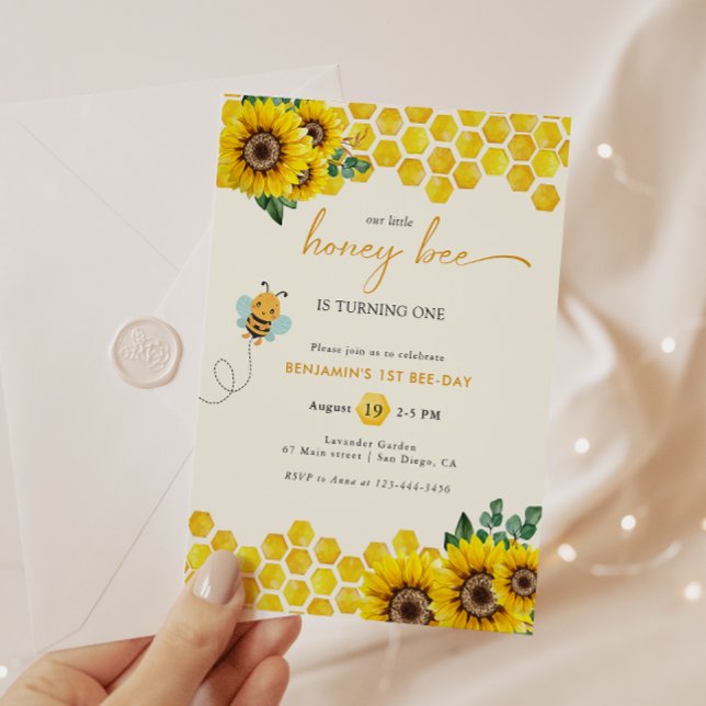 Invitación de Bee Day Birthday Baby Boy (Subido por el creador)