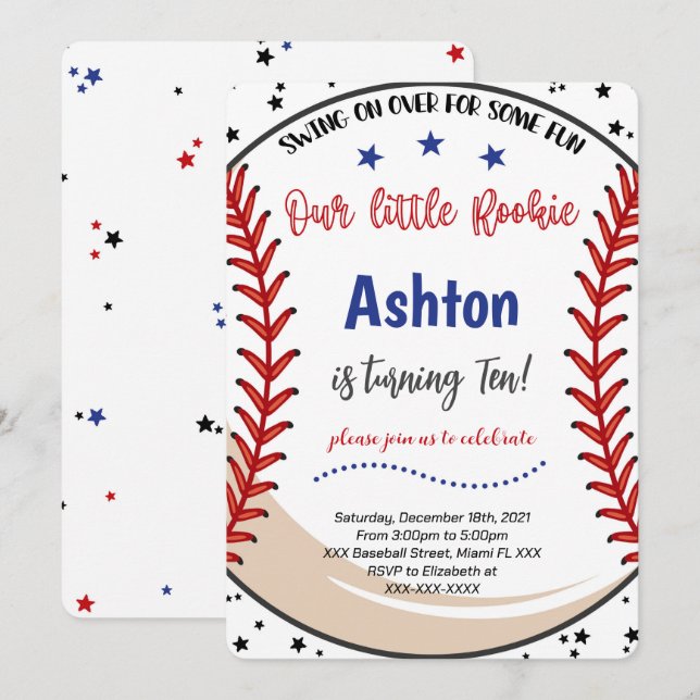 Invitación de béisbol (Anverso / Reverso)