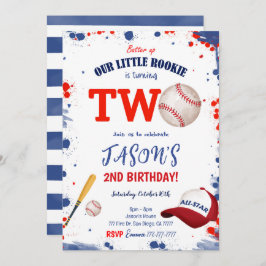 Invitación de béisbol de cumpleaños número 2