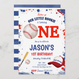 Invitación de béisbol para primer cumpleaños