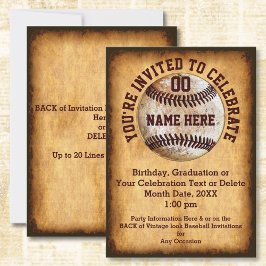 Invitación de béisbol personalizada para cualquier