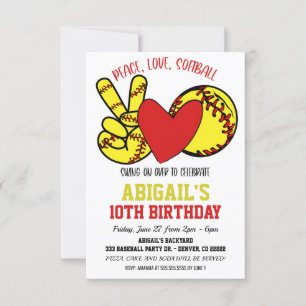 Invitación de béisbol suave Paz Amor