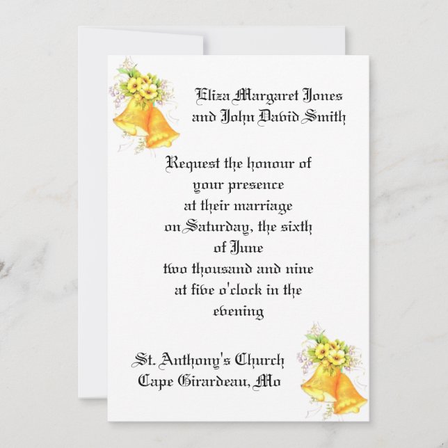 Invitación de Belces de boda (Anverso)