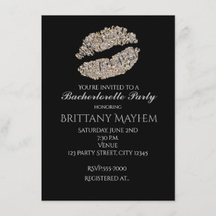 Invitación de belleza de beso de labios de brillo 