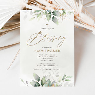 Invitación de bendición de bebé con acuarela de ve